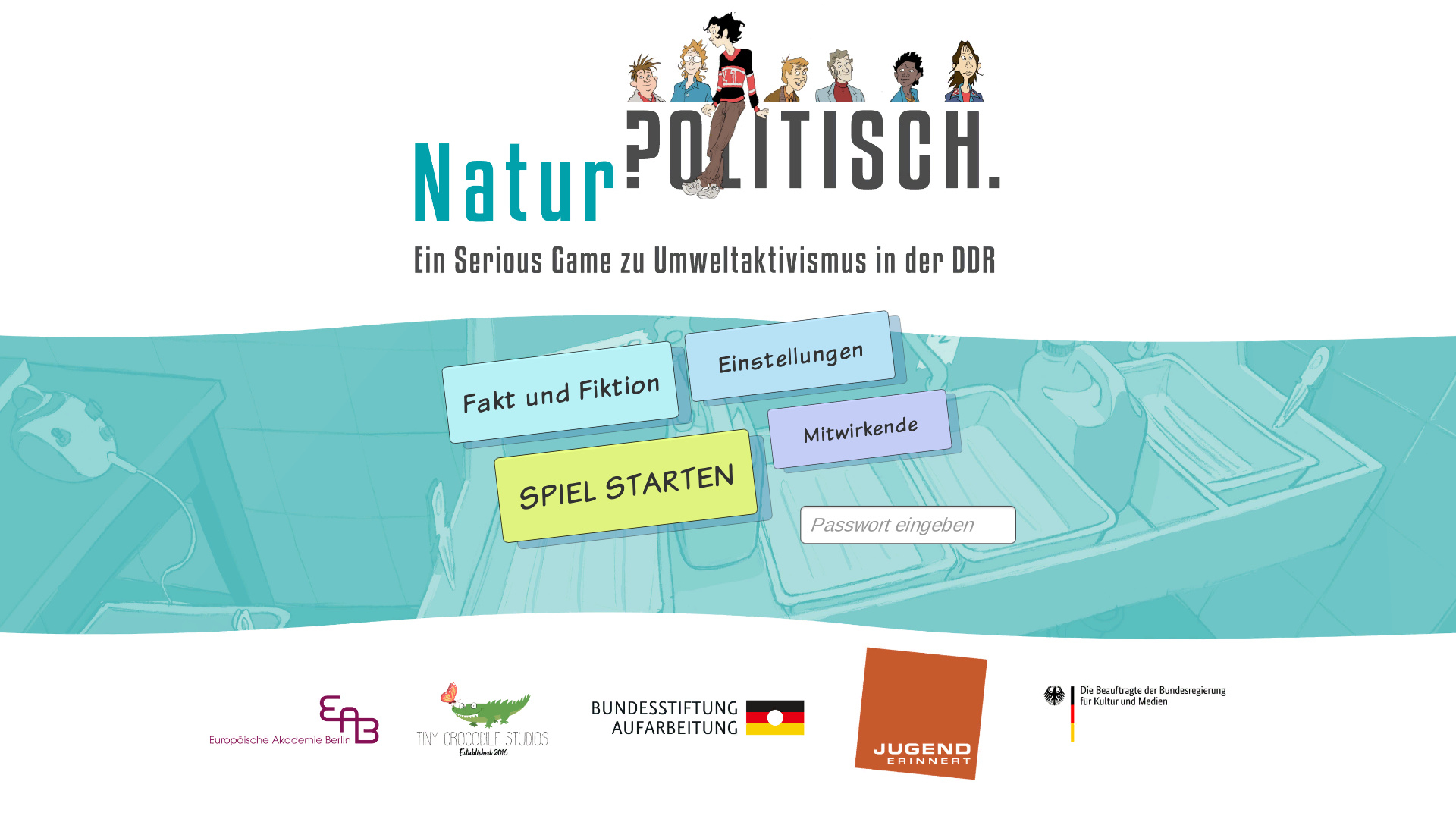 Natur? Politisch.: Screenshot of the main menu.